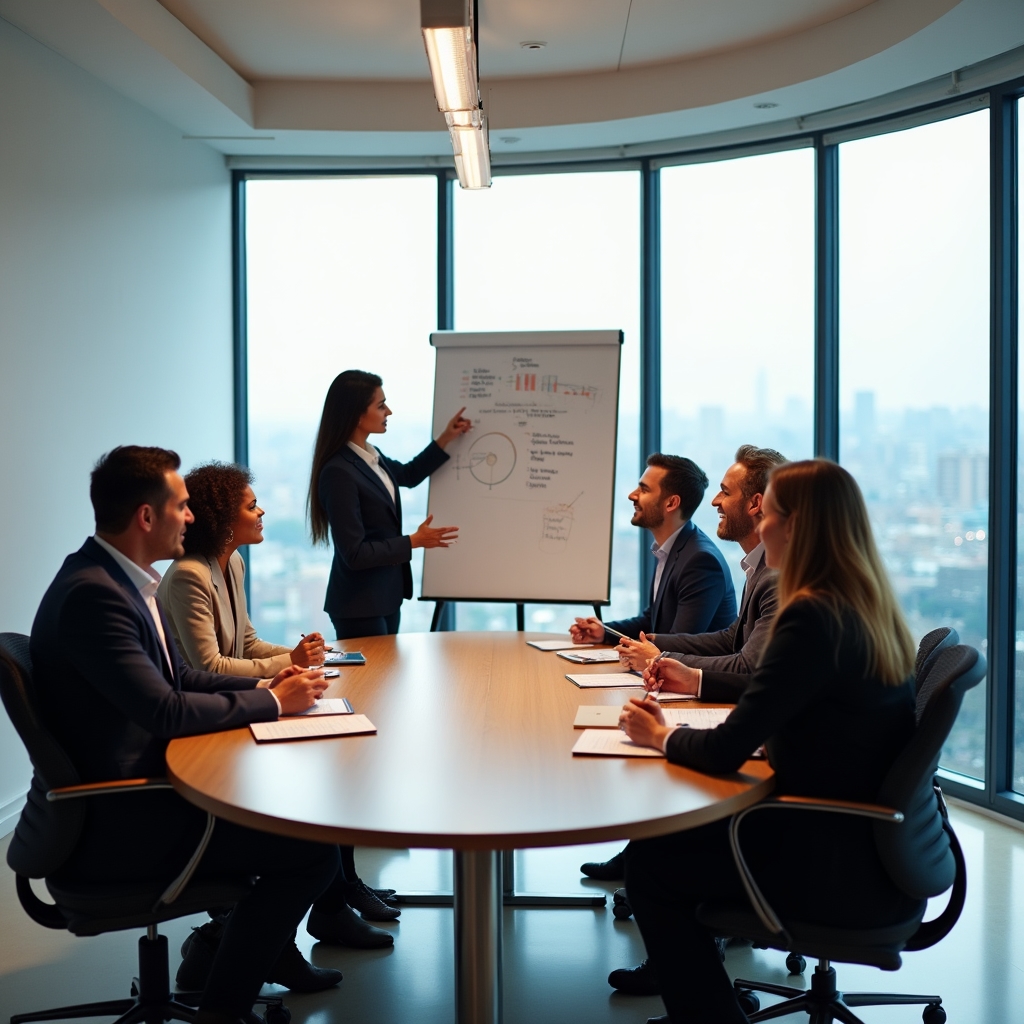 Workshop de grup în jurul mesei de conferință